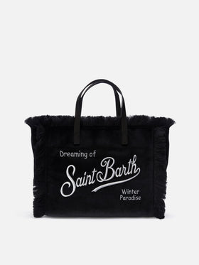 Bolso de terciopelo negro Colette con bordado del logo 