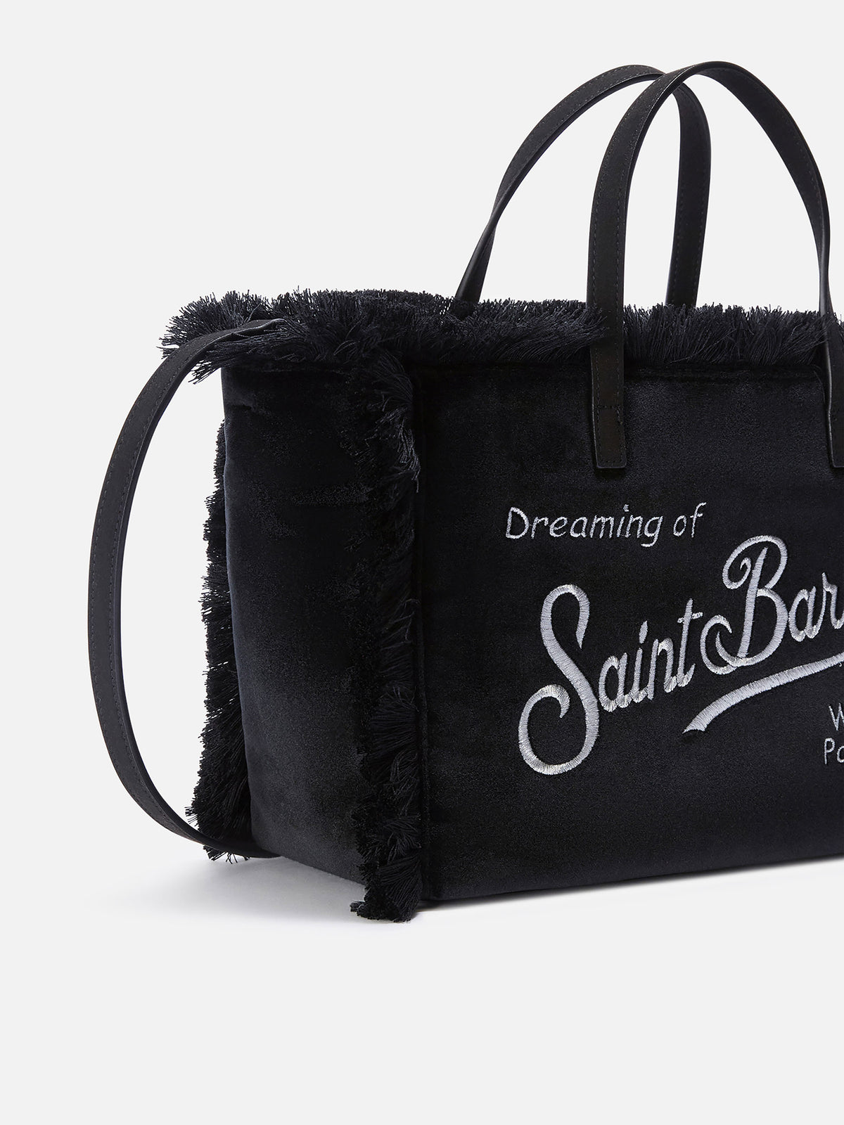 Bolso de terciopelo negro Colette con bordado del logo 