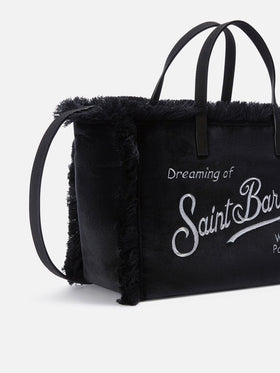Bolso de terciopelo negro Colette con bordado del logo 