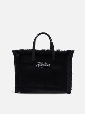Bolso de terciopelo negro Colette con bordado del logo 