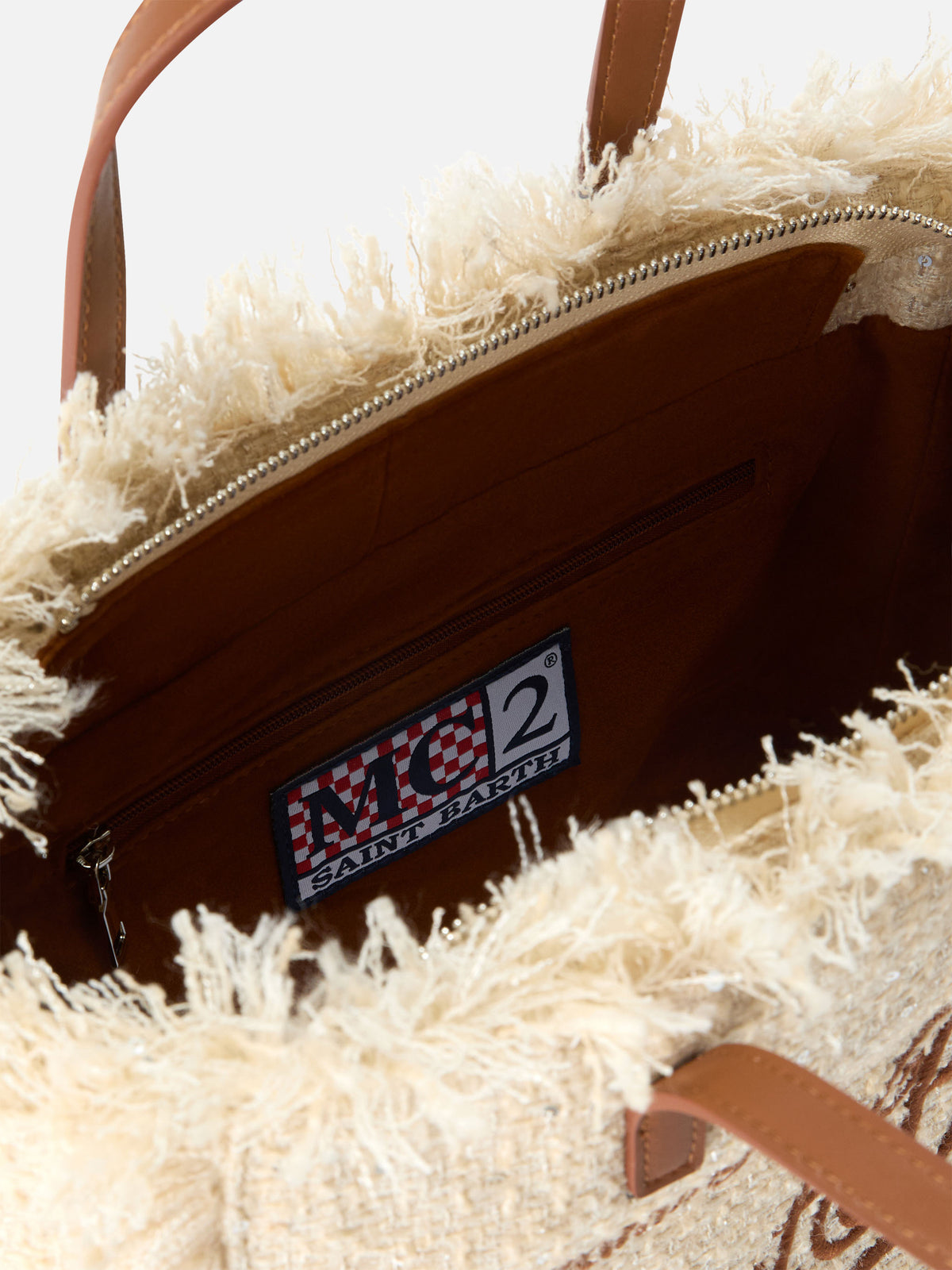 Sac Colette beige avec sequins et logo brodé 