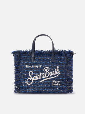 Borsa Colette blu navy con fili lurex e ricamo logo