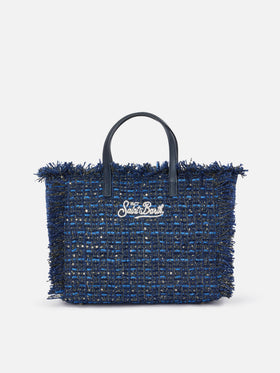 Borsa Colette blu navy con fili lurex e ricamo logo