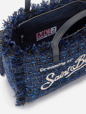 Borsa Colette blu navy con fili lurex e ricamo logo