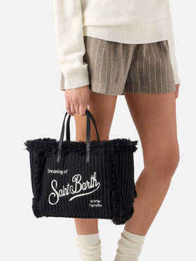 Schwarze Tasche Colette mit geripptem Strickdesign 