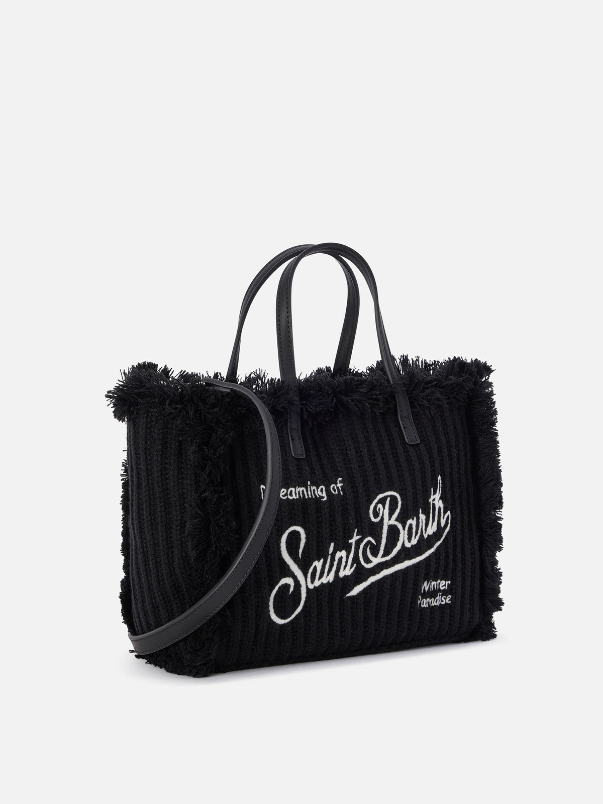 Sac Colette noir avec motif en maille côtelée 