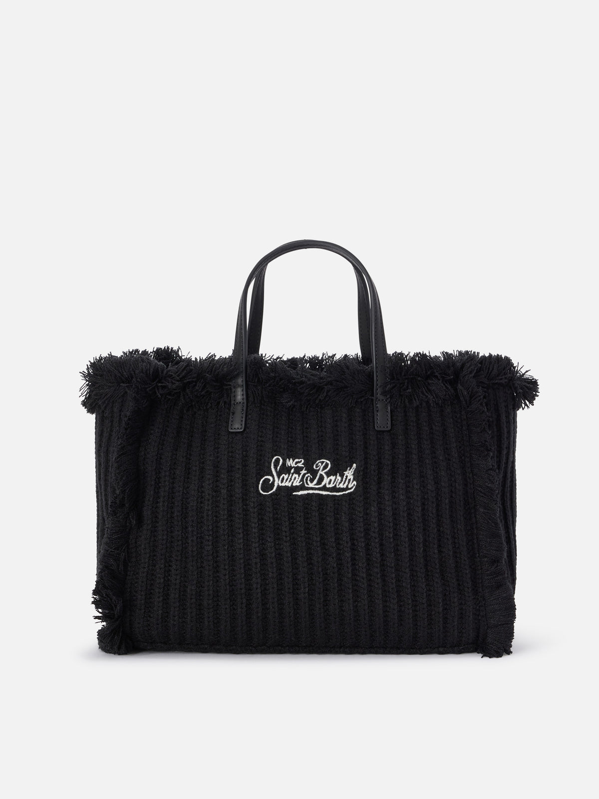Sac Colette noir avec motif en maille côtelée 