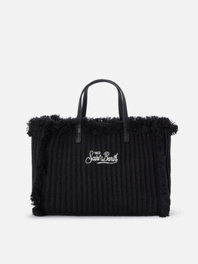 Sac Colette noir avec motif en maille côtelée 