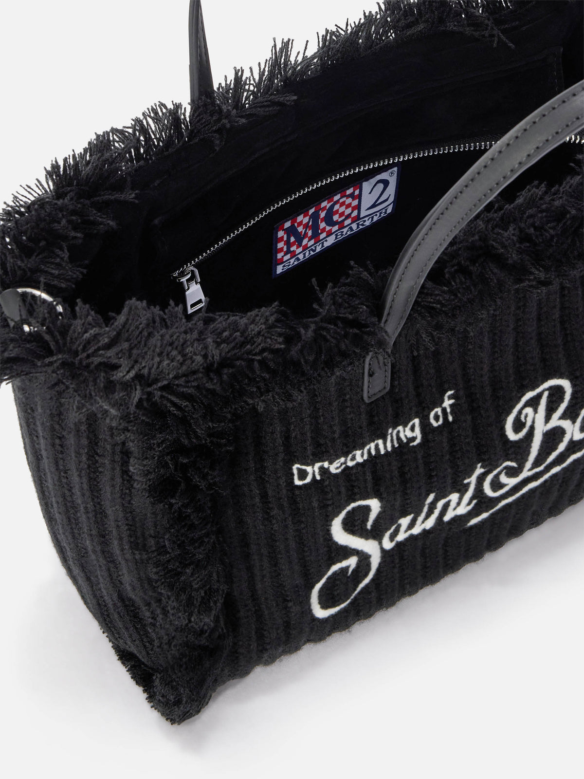 Sac Colette noir avec motif en maille côtelée 