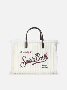 Borsa Colette off white con lavorazione a costine