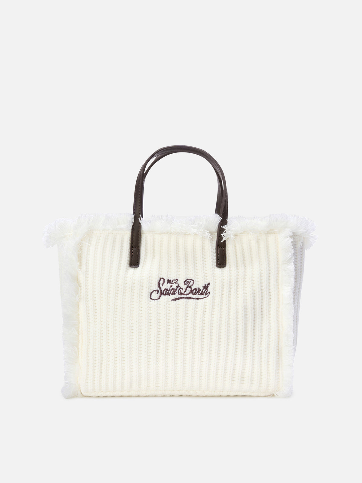 Borsa Colette off white con lavorazione a costine