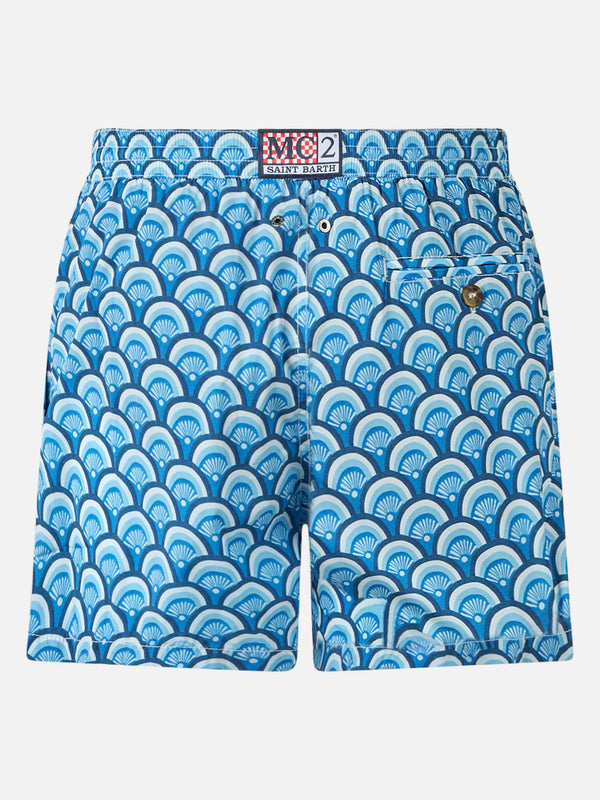 Man Comfort swim shorts with geometric print