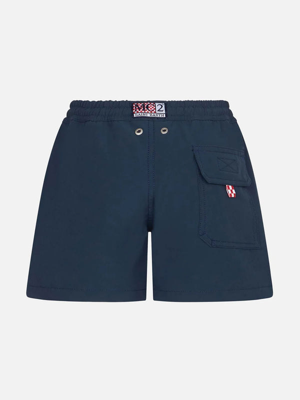 Boy comfort navy blue swim shorts