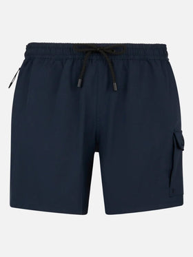 Blaue, marineblaue Herren-Badeshorts aus Komfort und Stretch