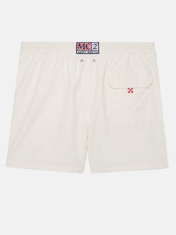 White Comfort swim shorts  with St. Barth embroidery