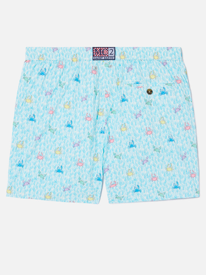 Comfort Light classic stretch swim shorts with crabs print