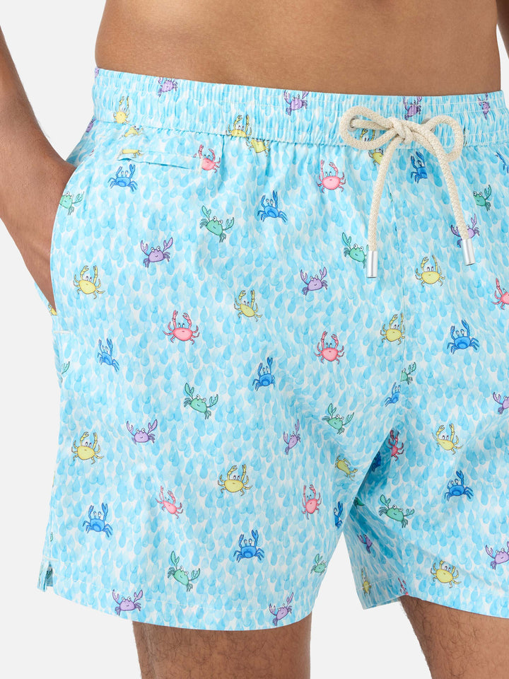 Comfort Light classic stretch swim shorts with crabs print