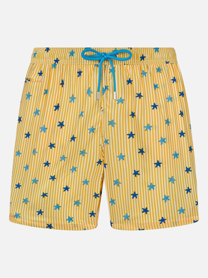 Man Comfort Light swim shorts with starfishes print