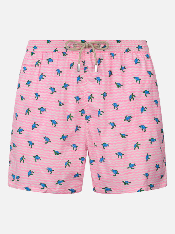 Man Comfort Light swim shorts with sea turtles print