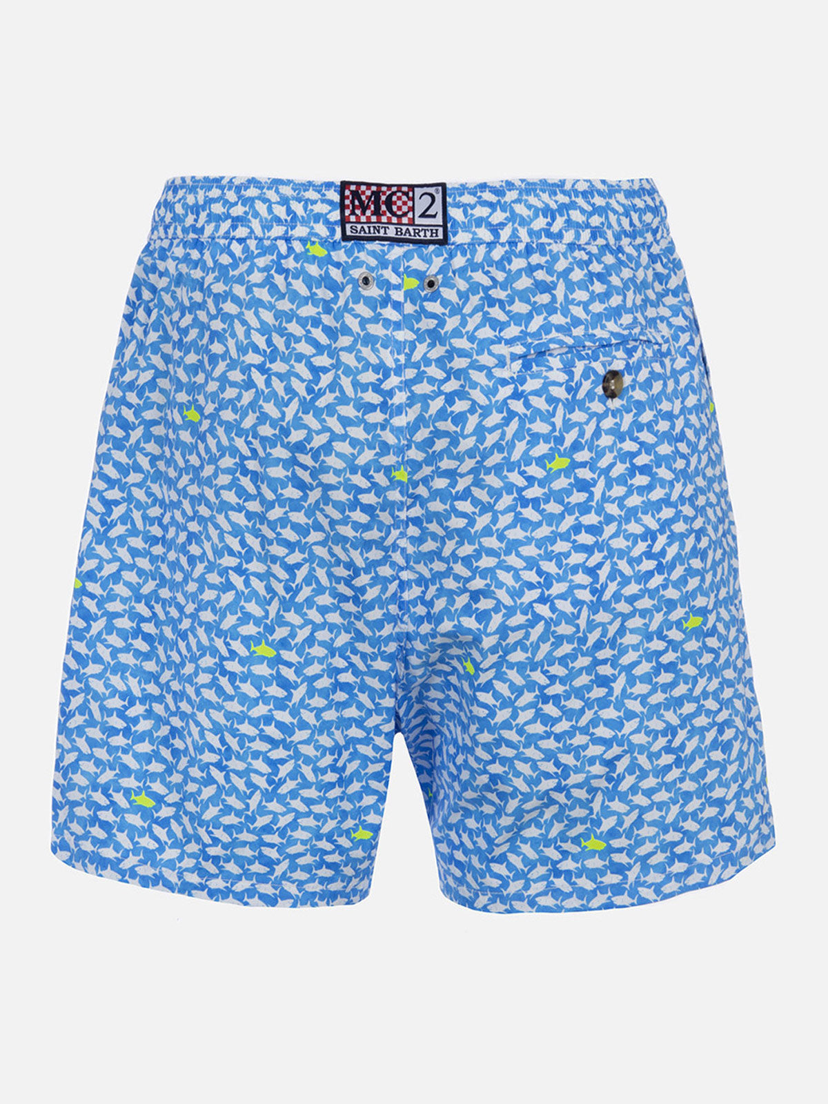 Comfort Light classic stretch swim shorts with sharks print - MC2 Saint Barth