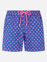 Man light fabric comfort swim shorts with crabs print