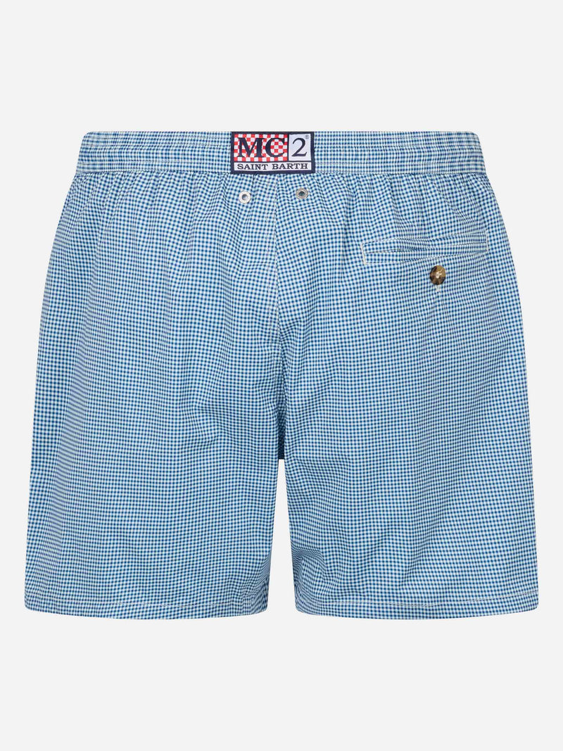 Man Comfort Light swim shorts with gingham print