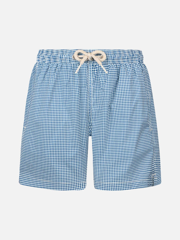 Boy Comfort Light swim shorts with gingham print