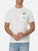 Man white cotton t-shirt Connor with My Life is Complicated embroidery