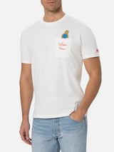 Man white cotton t-shirt Connor with Golden hour embroidery