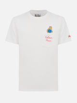 Man white cotton t-shirt Connor with Golden hour embroidery