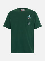 T-shirt verde da uomo Connor in cotone con ricamo Do you want a cola