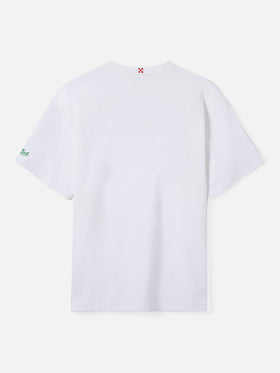 Connor cotton T-shirt in white with Va tutto al contrario pocket embroidery