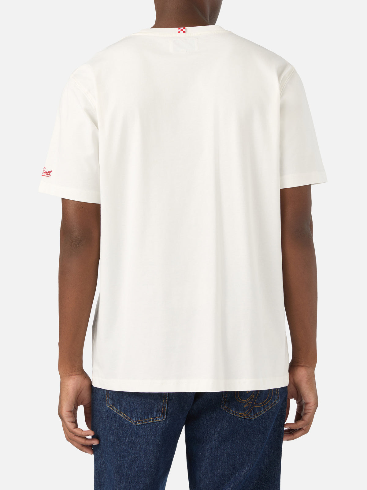 Camiseta de algodón Connor blanca con estampado de reloj y bordado Cara Ho Un Expensive 