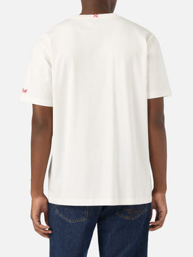Camiseta de algodón Connor blanca con estampado de reloj y bordado Cara Ho Un Expensive 