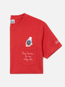 T-shirt Connor d'hiver en coton rouge avec broderie de poche Dear Santa... 