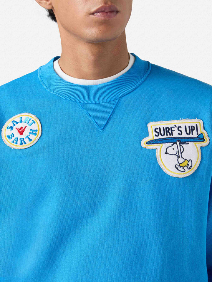 Herren-Sweatshirt aus Baumwollfleece Cooper mit Rundhalsausschnitt und Stickerei