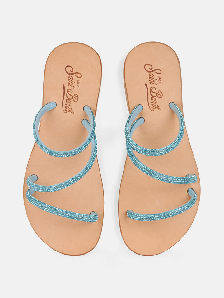 Sandali bassi Cora con strass turchesi