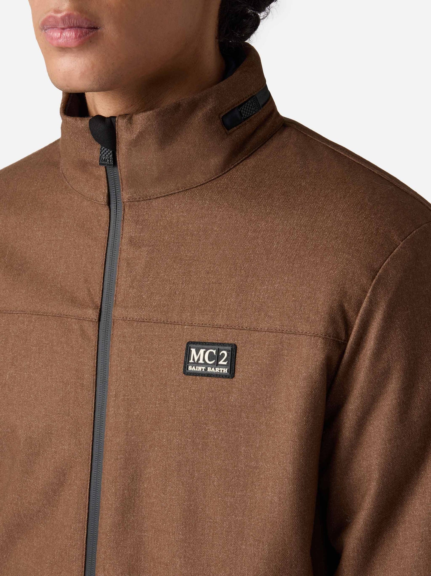 Wooly brown bomber jacket Country with teddy lining