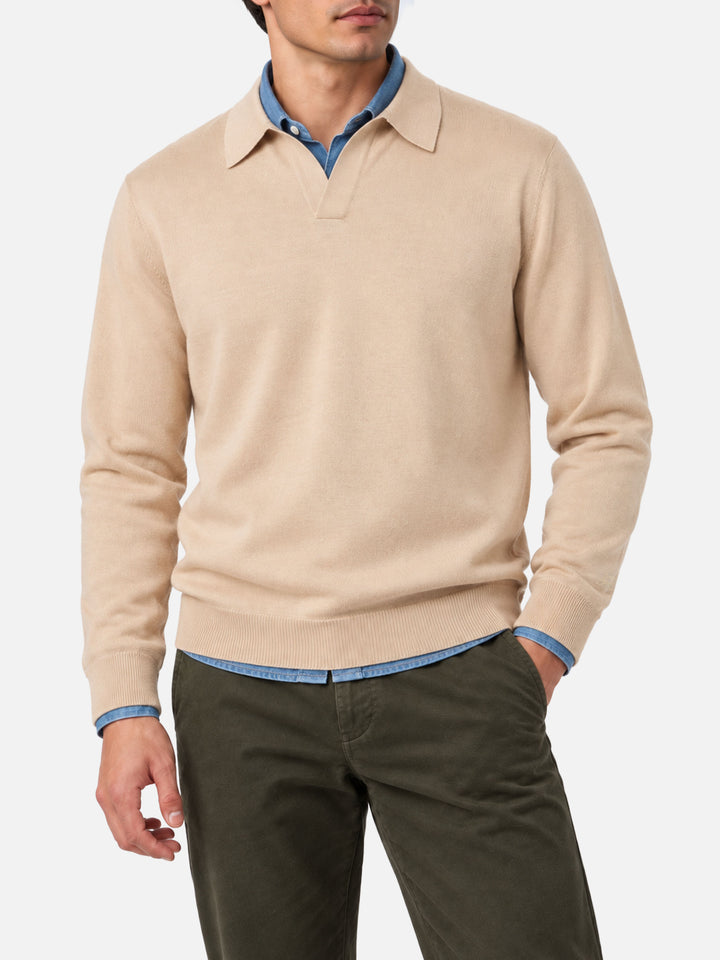 Polo beige Covent en 100% MERINO WOOL 