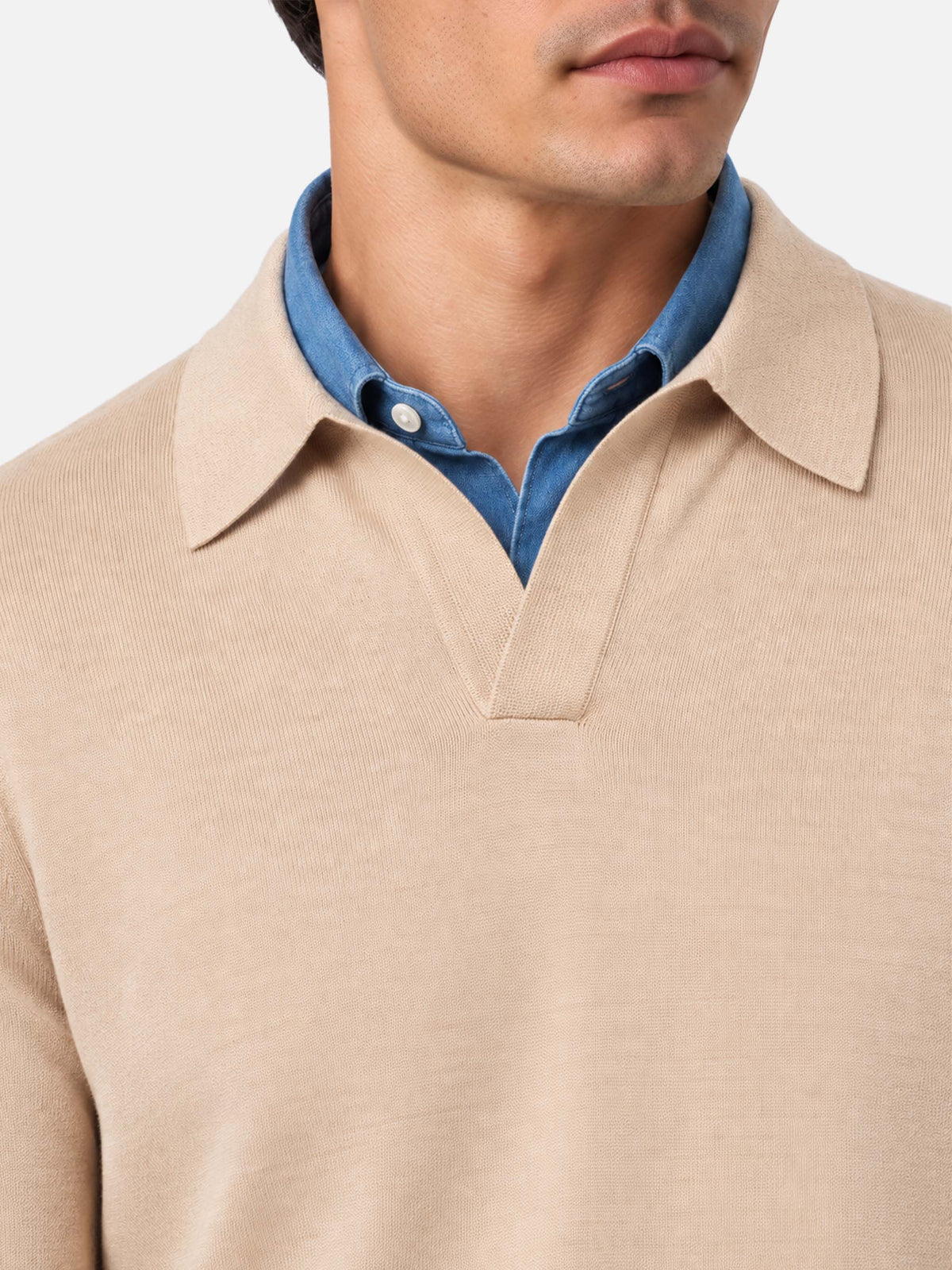 Polo beige Covent en 100% MERINO WOOL 