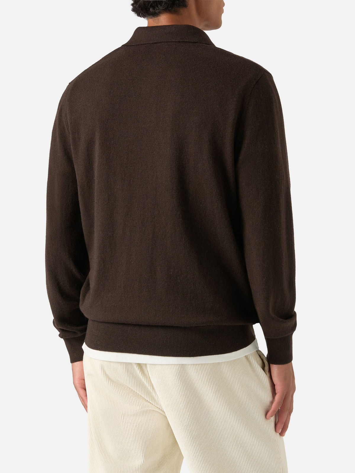 Polo en mélange de laine mérinos et de cachemire Brown Covent 
