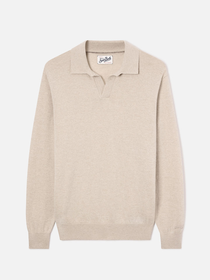 Polo beige de mezcla de lana merino y cachemira Covent 