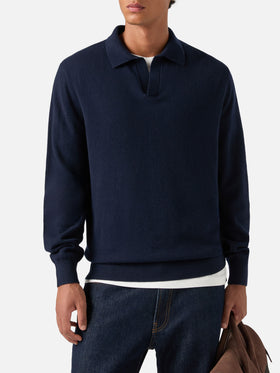 Polo Covent blu navy in misto lana merino e cashmere