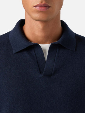 Polo Covent blu navy in misto lana merino e cashmere