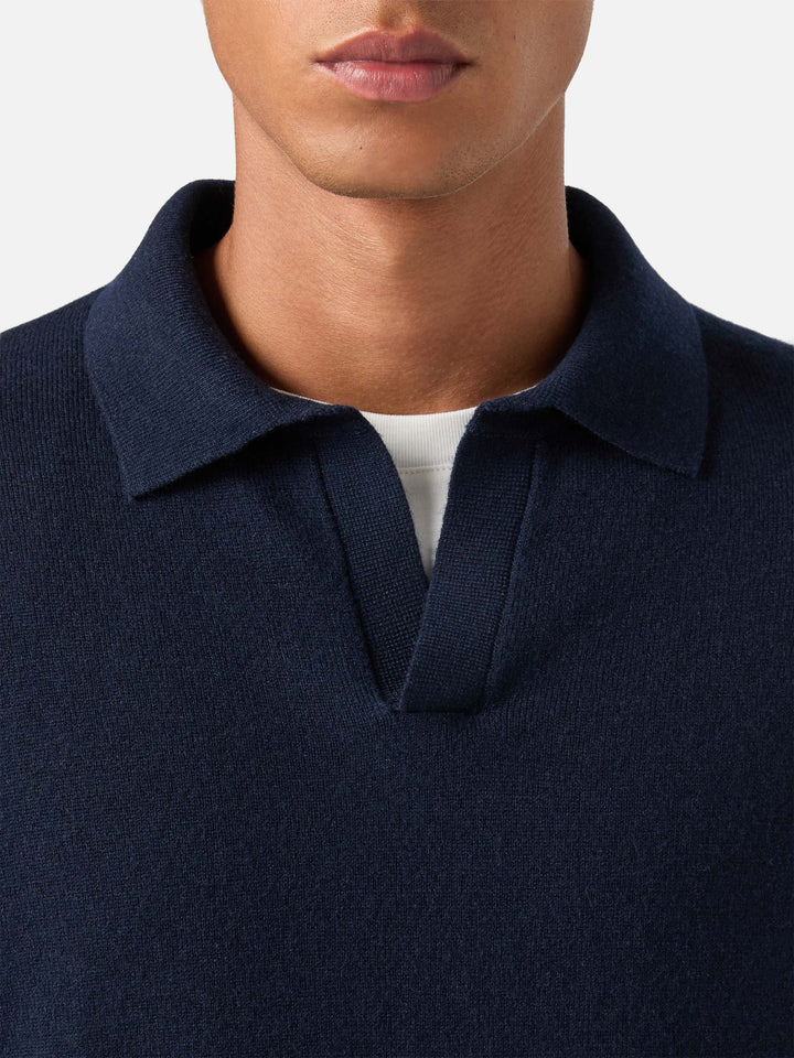 Polo de mezcla de lana merino y cachemira Navy blue Covent 
