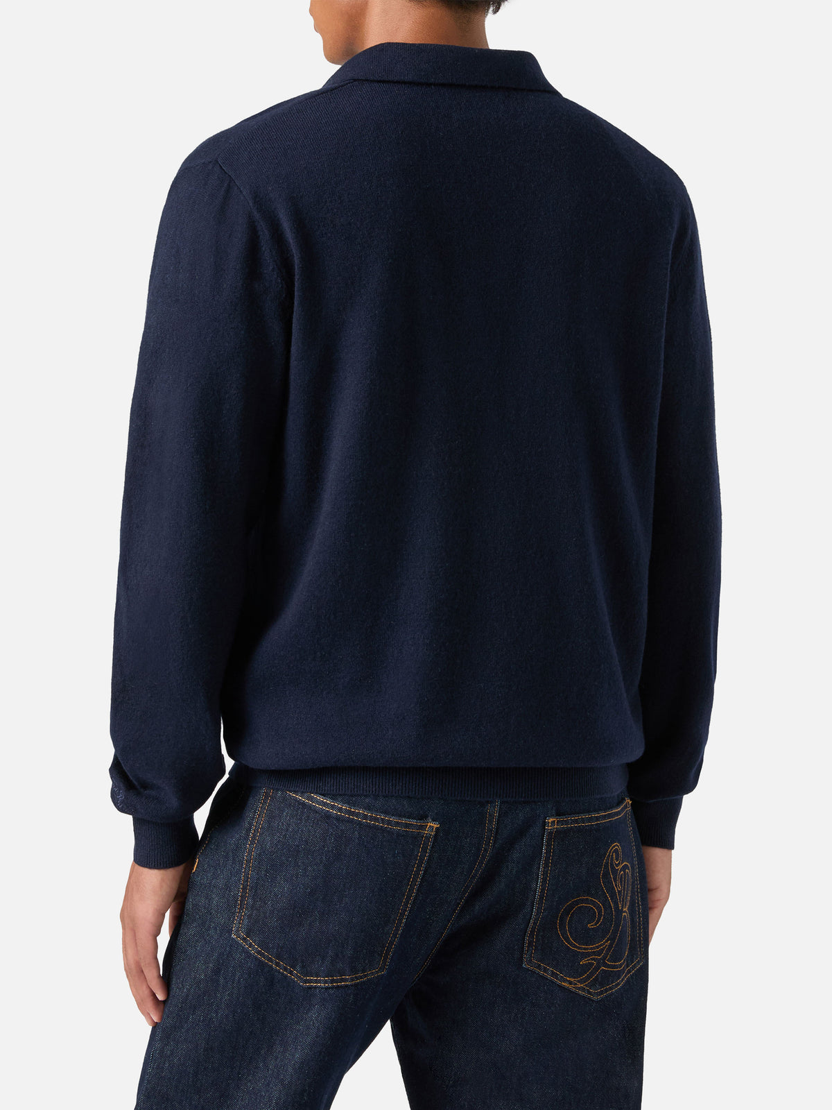 Polo Covent blu navy in misto lana merino e cashmere