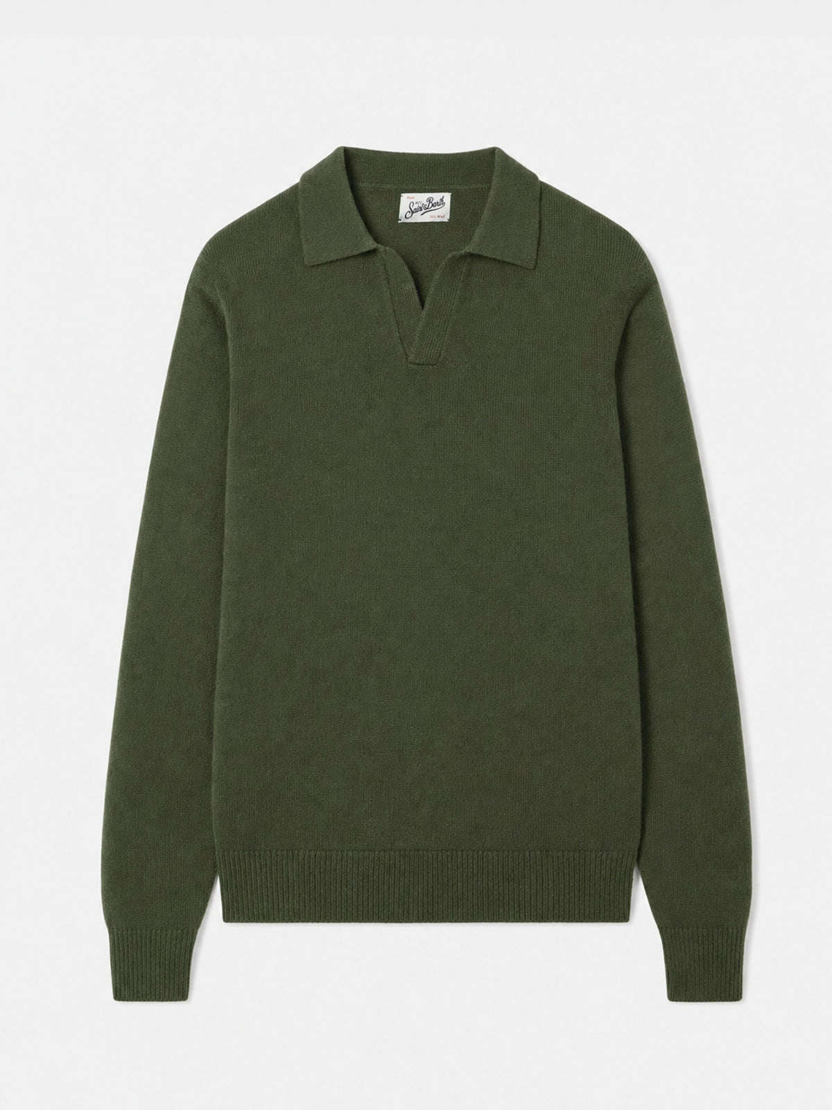 Military green Wool Covent polo sweater