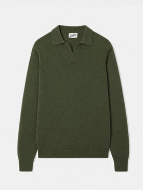 Military green Wool Covent polo sweater
