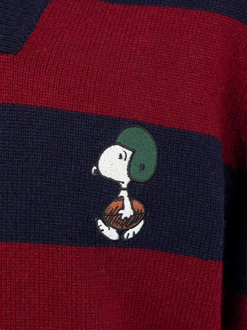 Boy blue and red striped polo shirt Covent with Snoopy print | SNOOPY PEANUTS SPECIAL EDITION