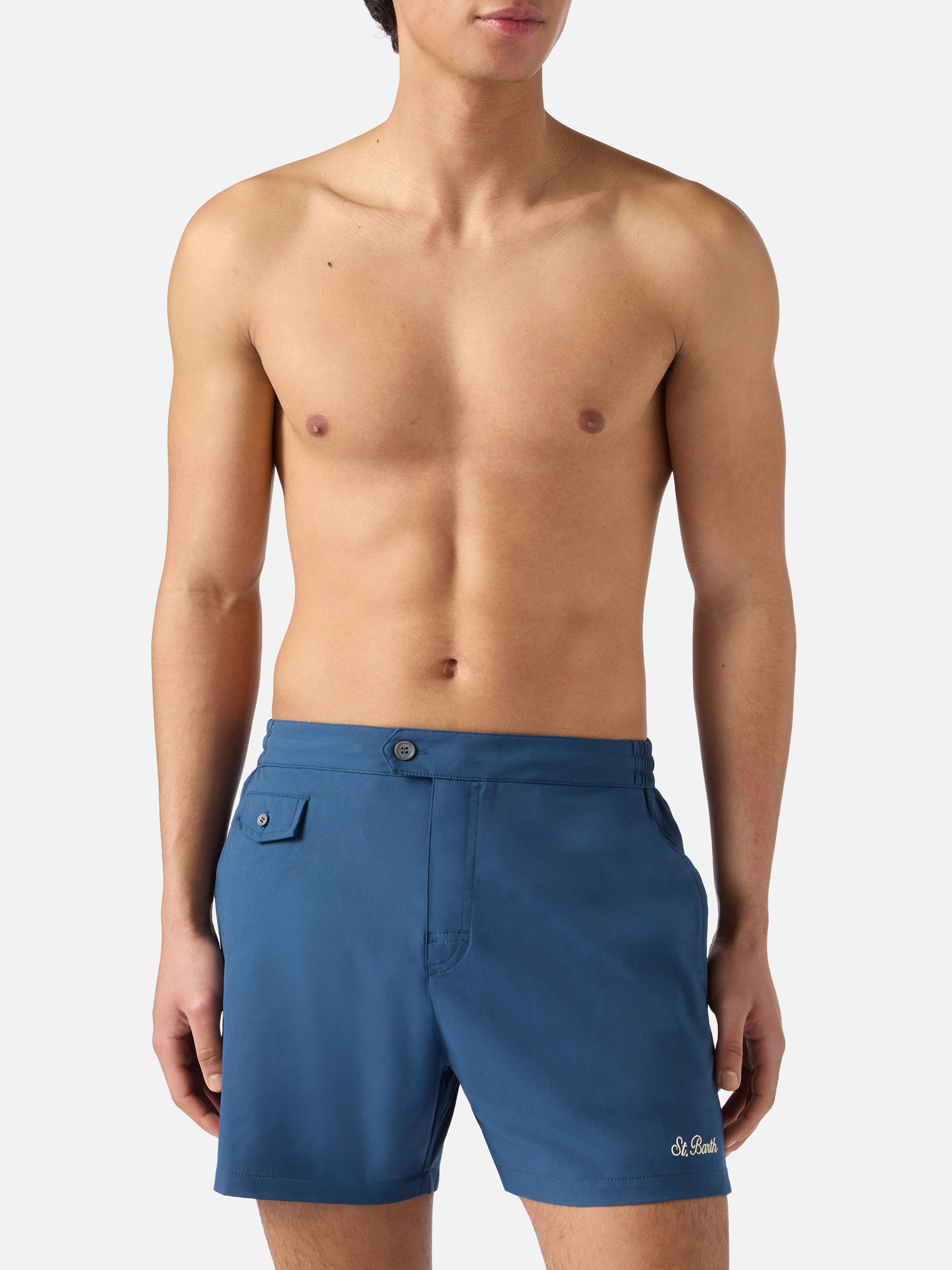 Capferrat swim shorts in navy blue with embroidered logo – MC2